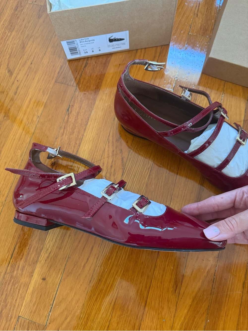 Alohas Luke Onix Wine Burgundy Leather Ballet Flats - Picture 3 of 7